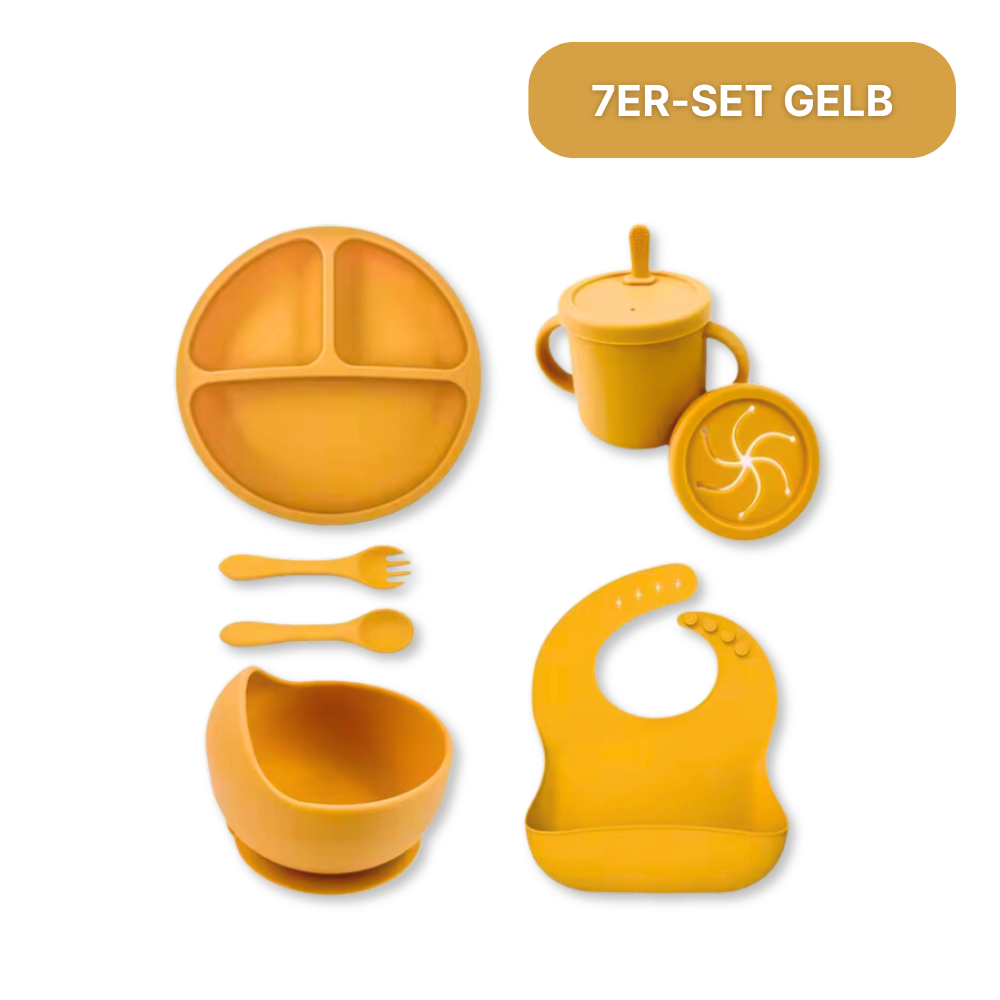 Silikon-Geschirrset mit Saugnapf – sicher, sauber, stressfrei!