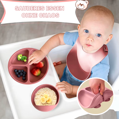 Silikon-Geschirrset mit Saugnapf – sicher, sauber, stressfrei!